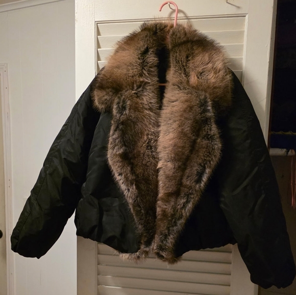 ZARA FAUX FUR COLLAR BOMBER JACKET ZW COLLECTION - Picture 9 of 9